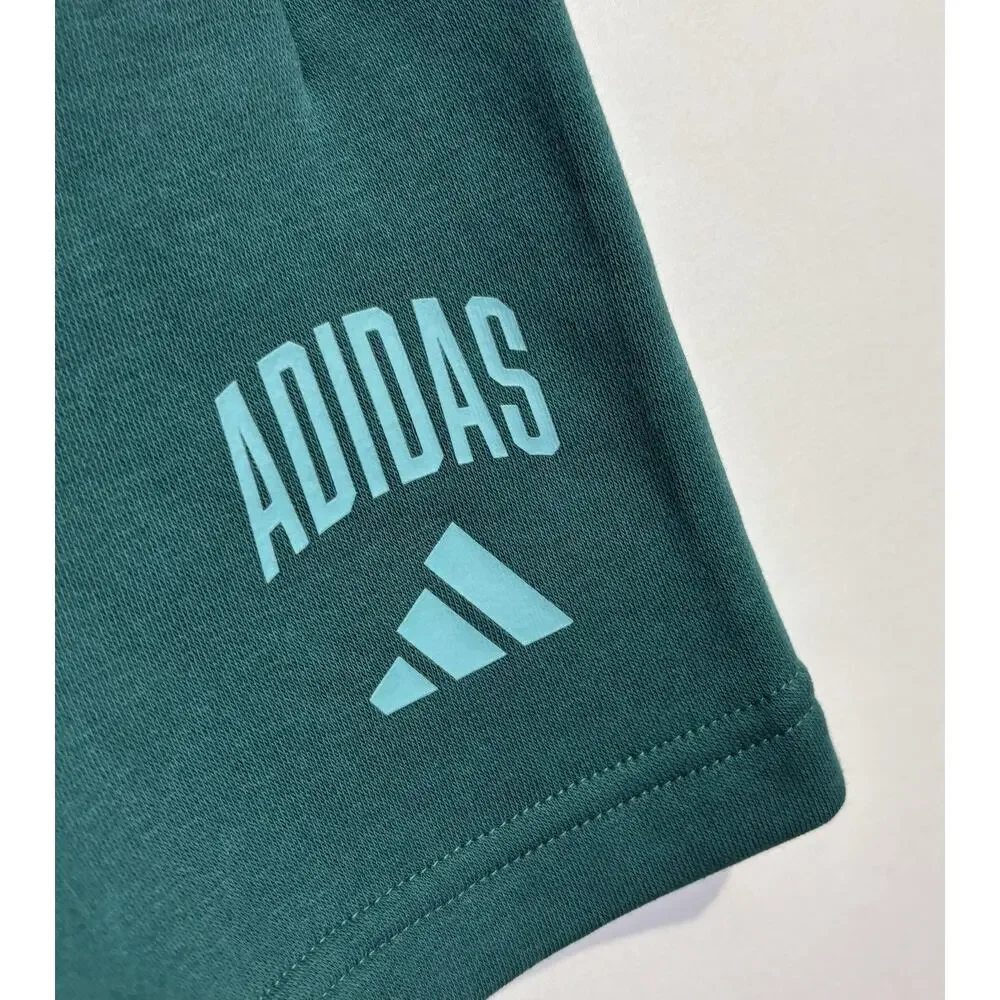 Adidas Men’s Small Green Fleece Shorts Drawstring Pockets NWT Athletic